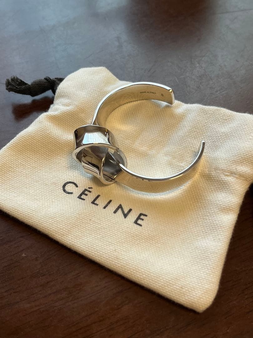 [美品] CÉLINE ノットフラットバングル S