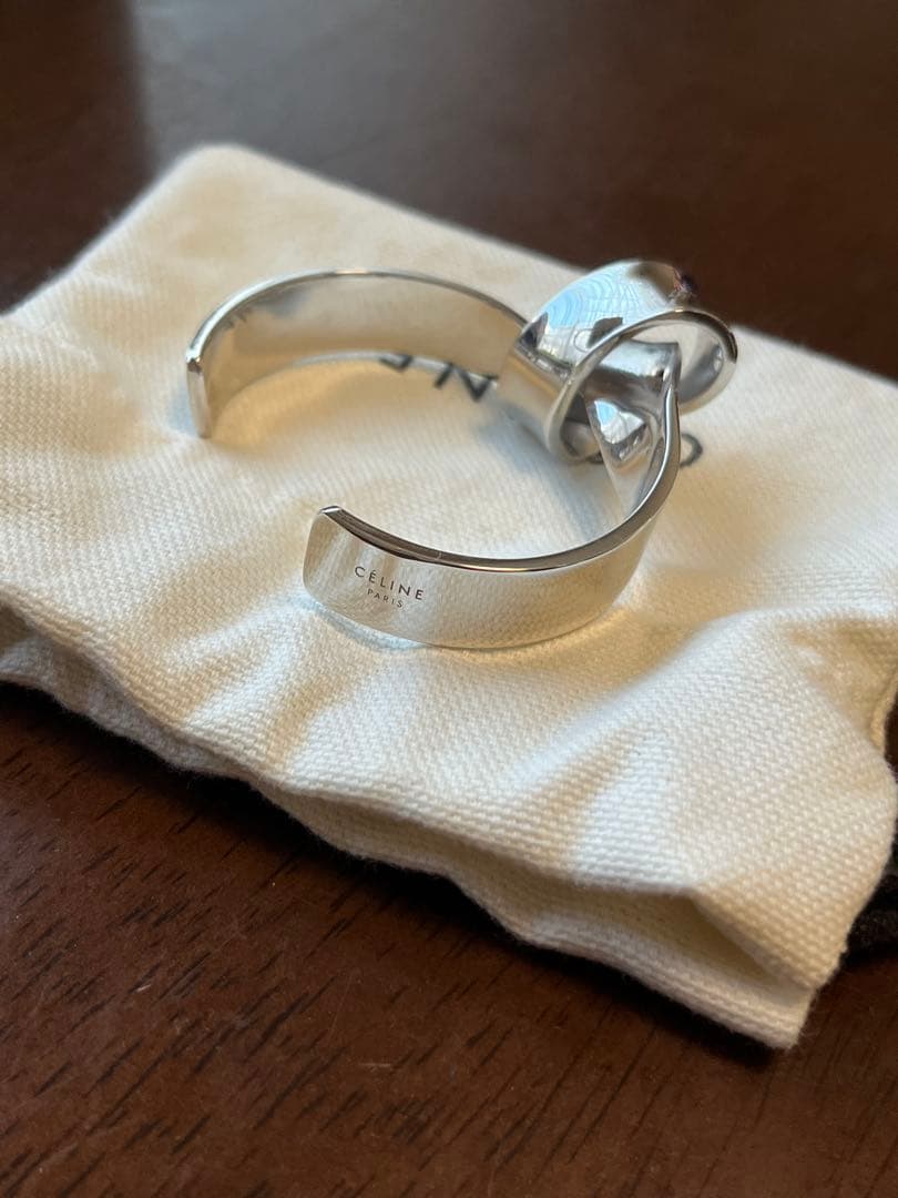 [美品] CÉLINE ノットフラットバングル S