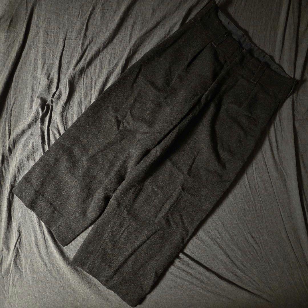 50s Euro Vintage ウールワイドスラックス　ダークグレー