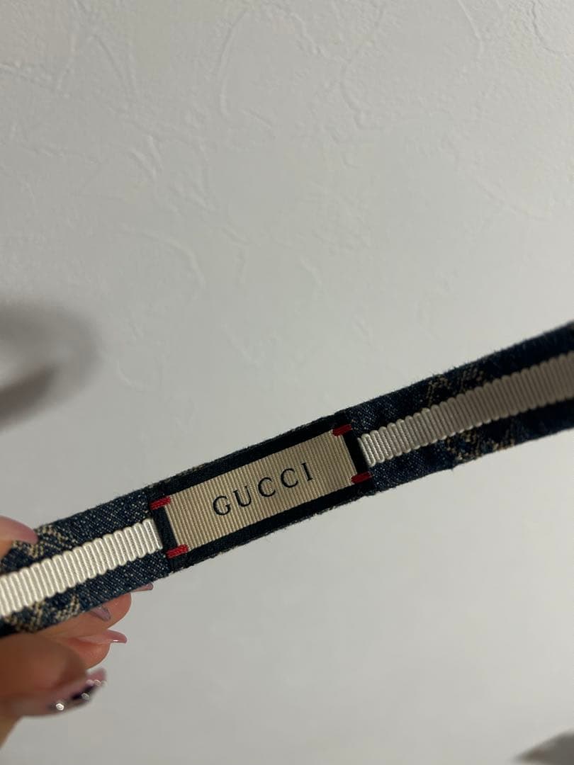 GUCCI ネイビー デニム カチューシャ