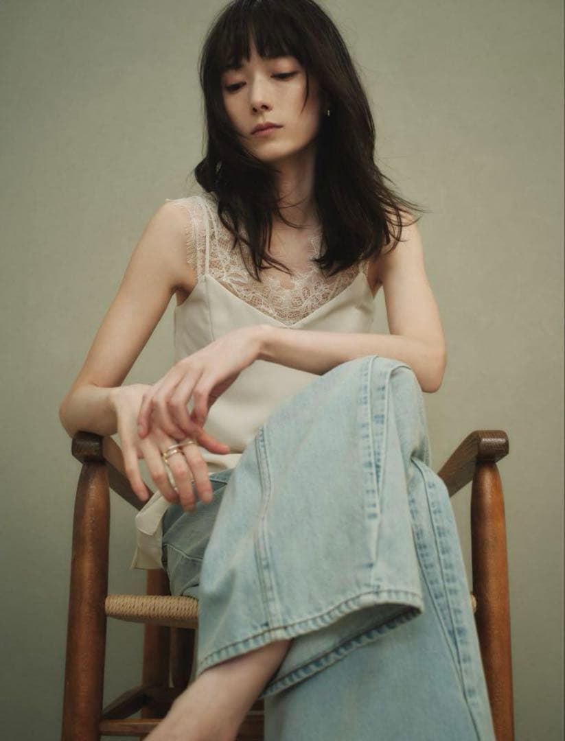 アニュアンス anuans レーストリムカップインキャミソール　IVORY M