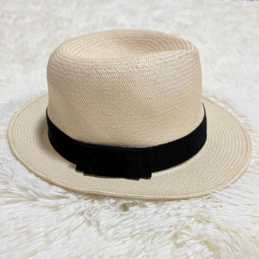 ヘレンカミンスキー　中折れハット　ホワイト 黒リボン パナマハット