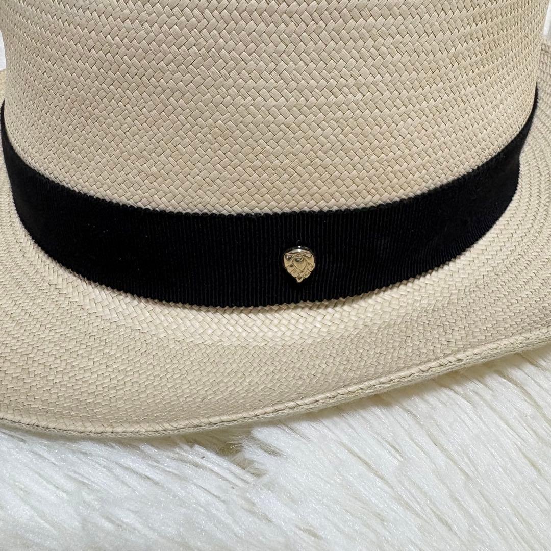 ヘレンカミンスキー　中折れハット　ホワイト 黒リボン パナマハット