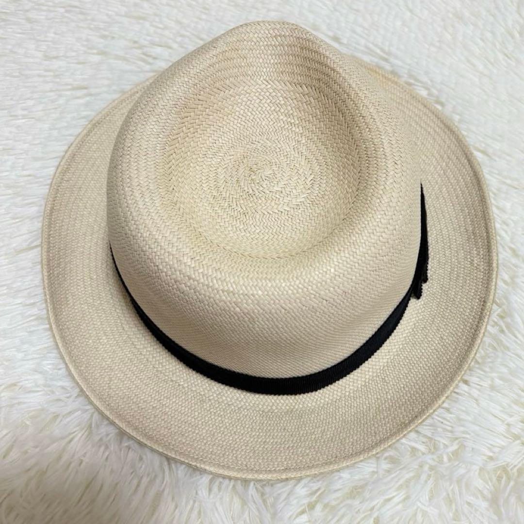 ヘレンカミンスキー　中折れハット　ホワイト 黒リボン パナマハット