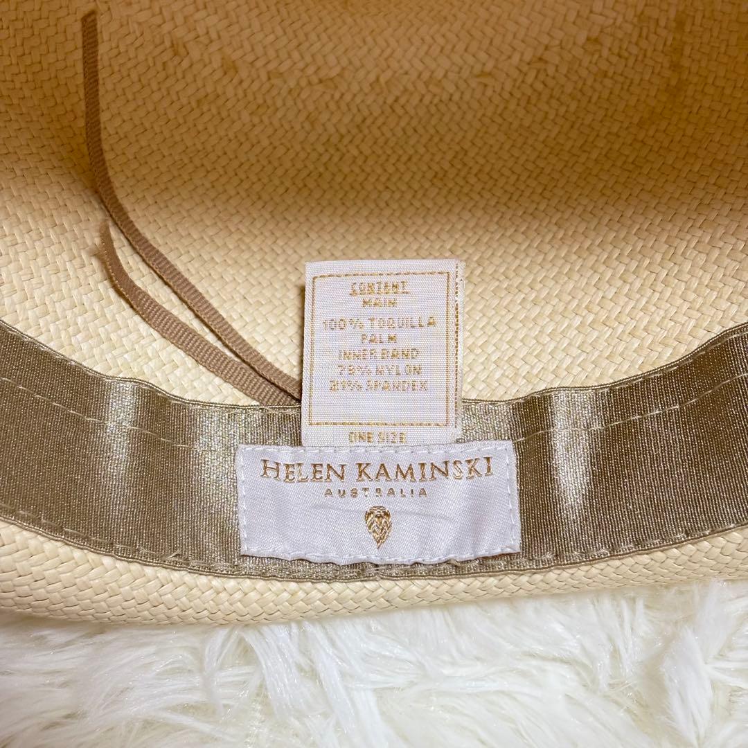 ヘレンカミンスキー　中折れハット　ホワイト 黒リボン パナマハット