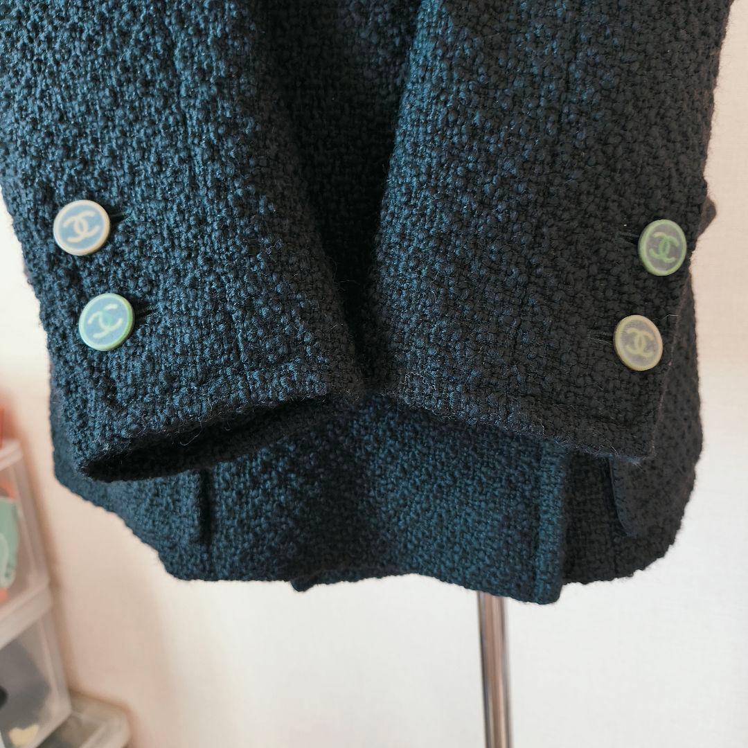 専用 ダブルブレスト ツイードジャケット ブラック 42 ココボタン