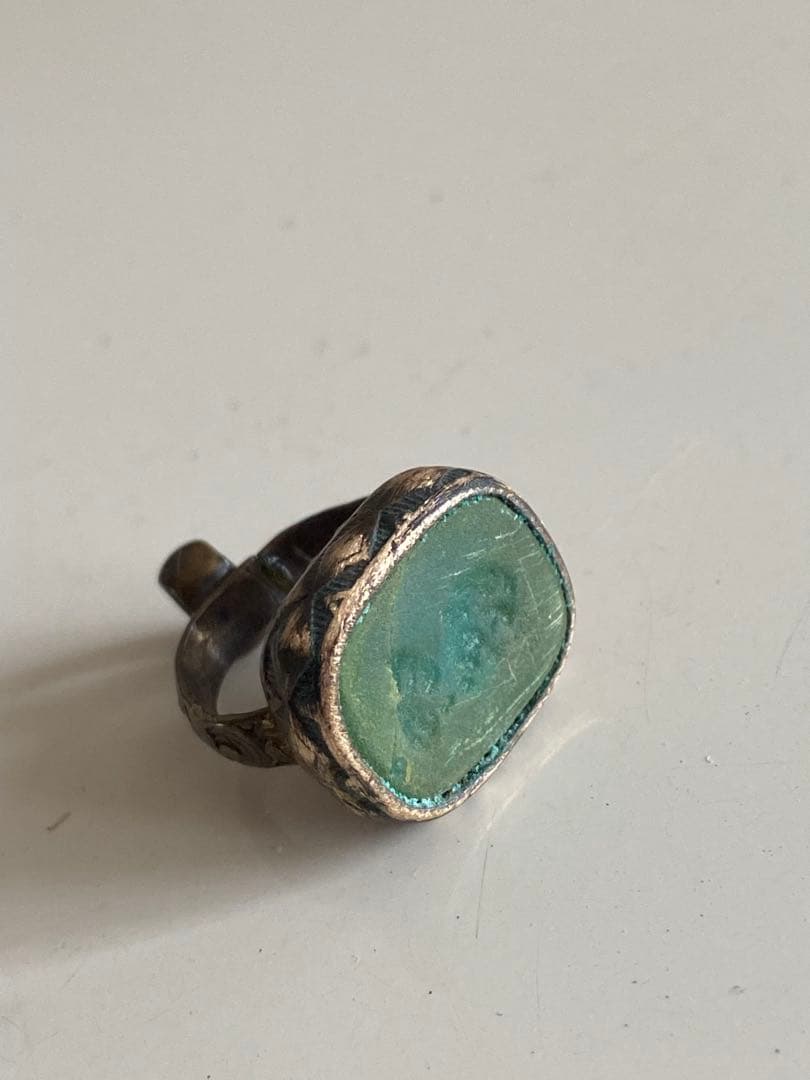 希少！アンティークのグリーンアゲート／インタリオ付きフォブシール