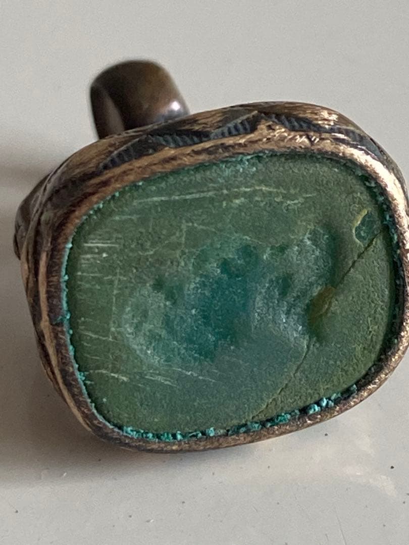 希少！アンティークのグリーンアゲート／インタリオ付きフォブシール