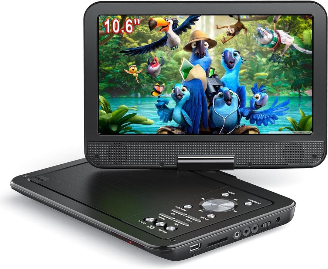 12.6型 ポータブルdvdプレーヤー 液晶 大画面 4時間連続再生 CPRM対