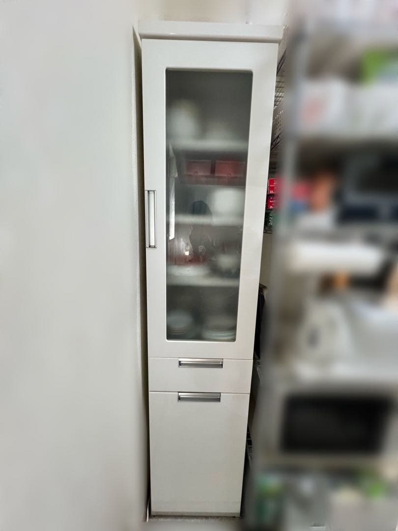 ★9/15まで出品✳️美品✳️大川家具　ホワイト食器棚　隙間家具　幅40cm スリム