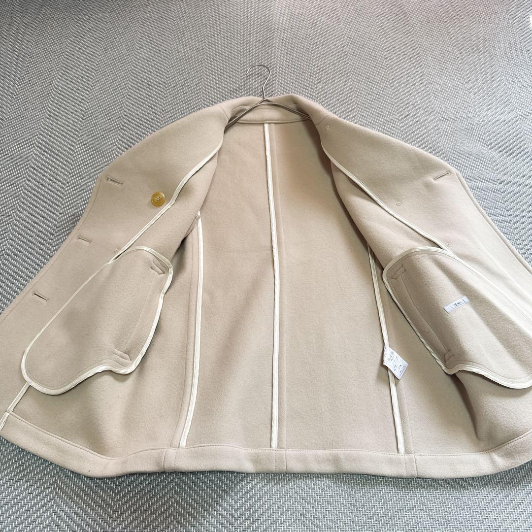 美品 IENA ラム リバー メルトン Pコート 金ボタン ウール100% 36