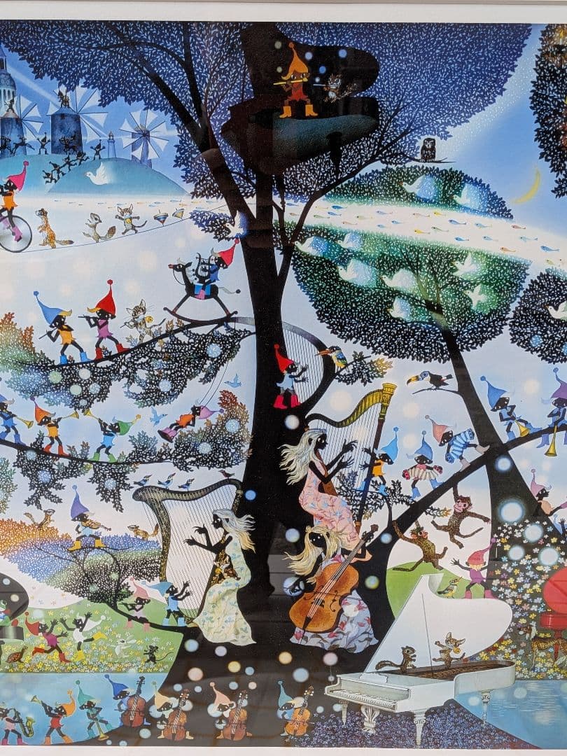 藤城清治 　こびとの楽園　レフグラフ版画　直筆サイン　裏書きあり 大判サイズ