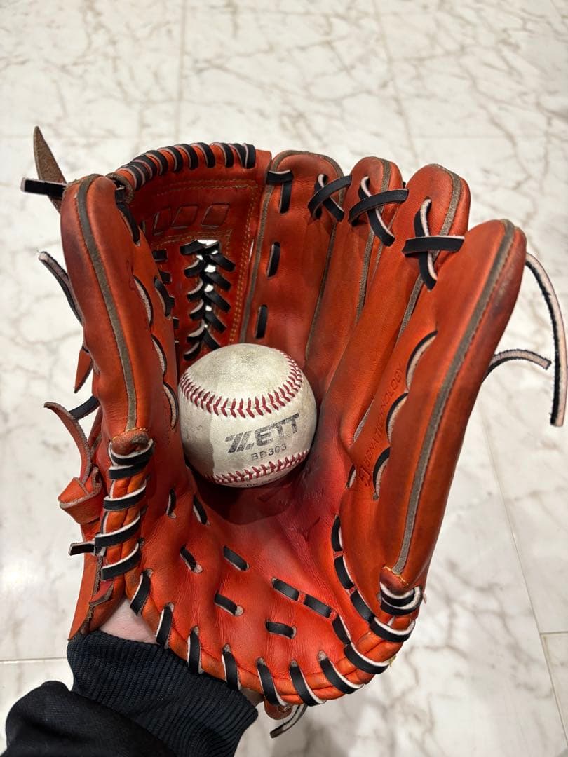 N*1様 Mizuno Pro 硬式野球グローブ オレンジ