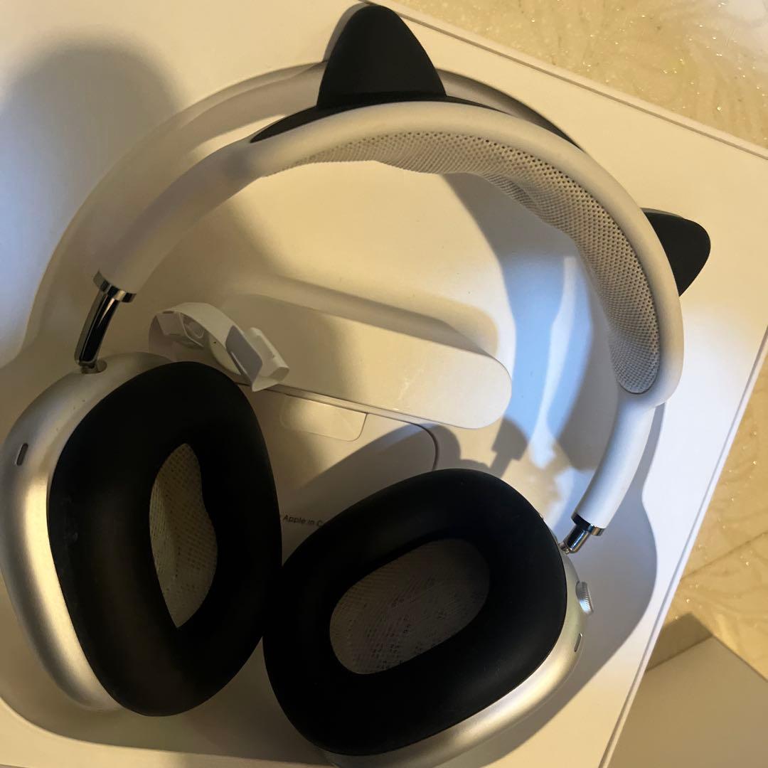 APPLE Airpods MAX 本体シルバー正規品美品本物猫耳操作確認済即発