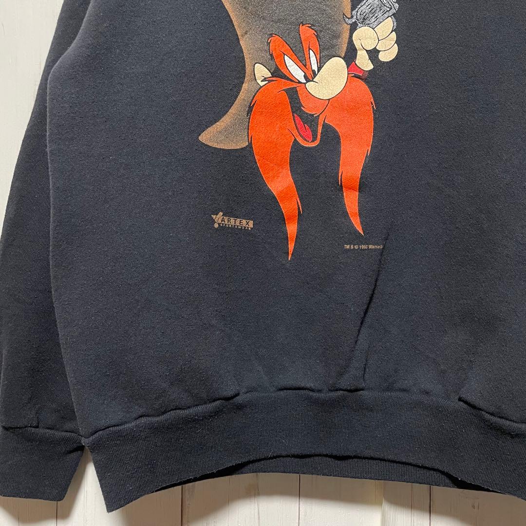 90s USA製 ARTEX ルーニーテューンズ ヨセミテサム 黒 スウェット