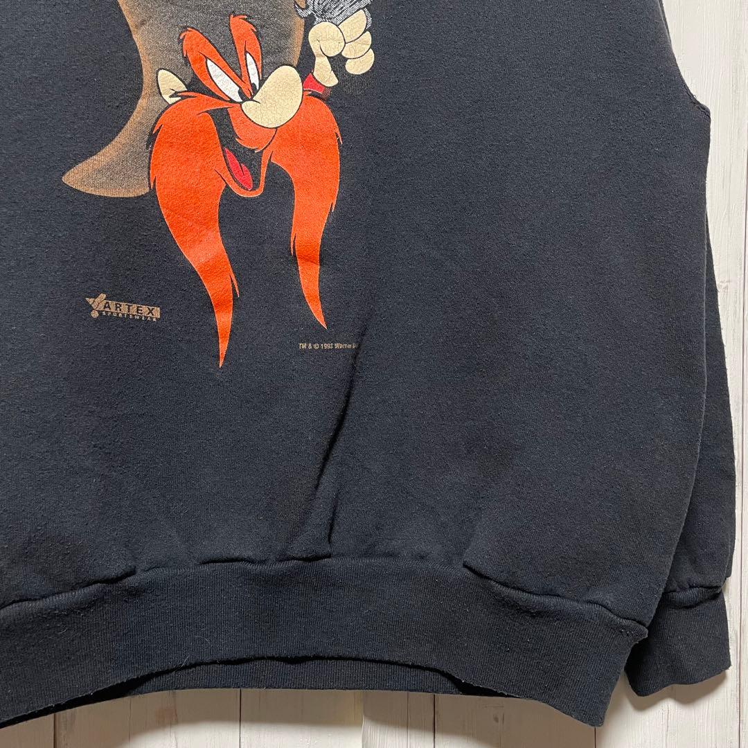 90s USA製 ARTEX ルーニーテューンズ ヨセミテサム 黒 スウェット