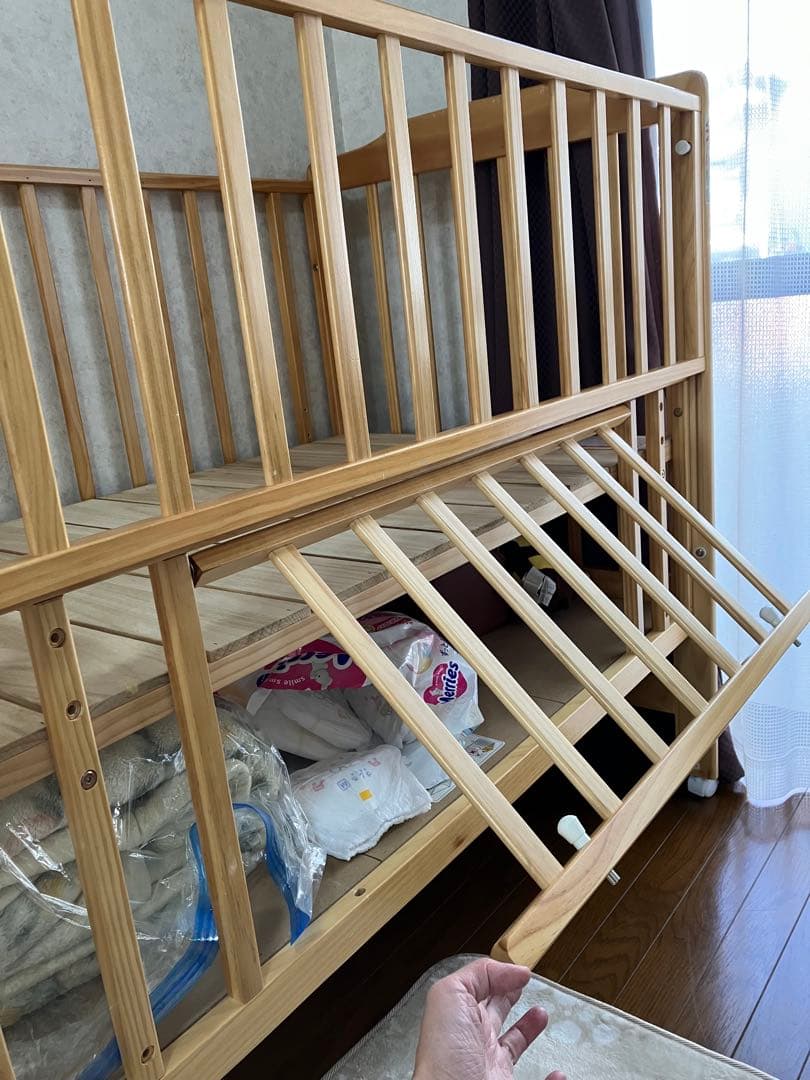 （引取り限定）カトージ　木製ベビーベッド　レギュラーサイズ