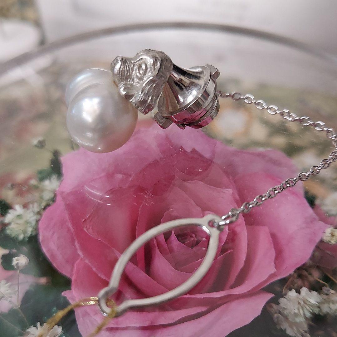 本日値下げ　新品　ホワイトゴールド　犬モチーフ南洋真珠タイタック　男女兼用