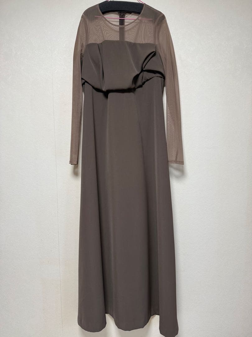 AMERI CLOUD FLARE DRESS ブラウンS