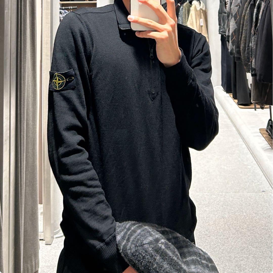 Stone  ブラック ハーフジップ ニットセーター XL