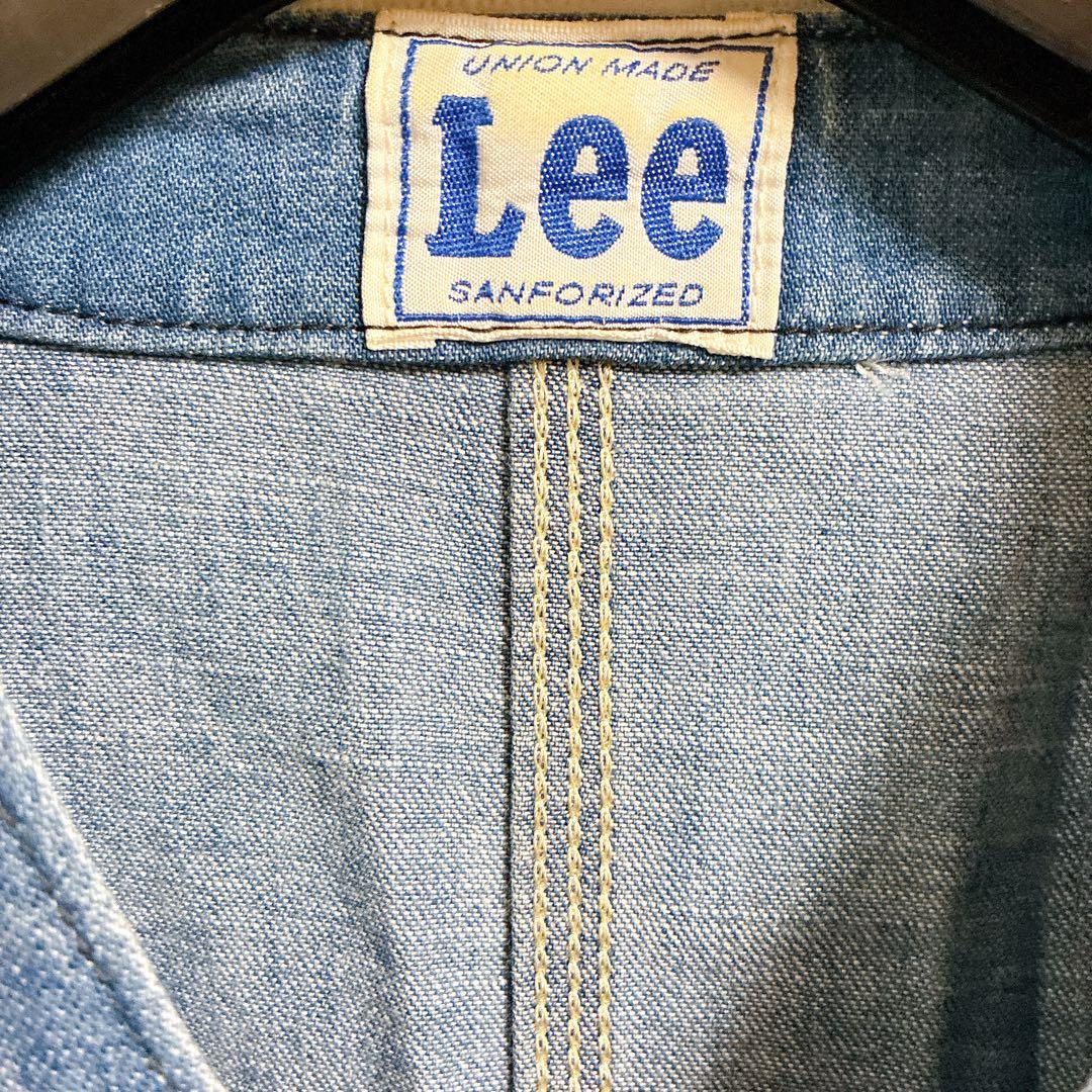 LEE ノーカラー　カバーオール　エンジニアジャケット　ネップシャンブレー