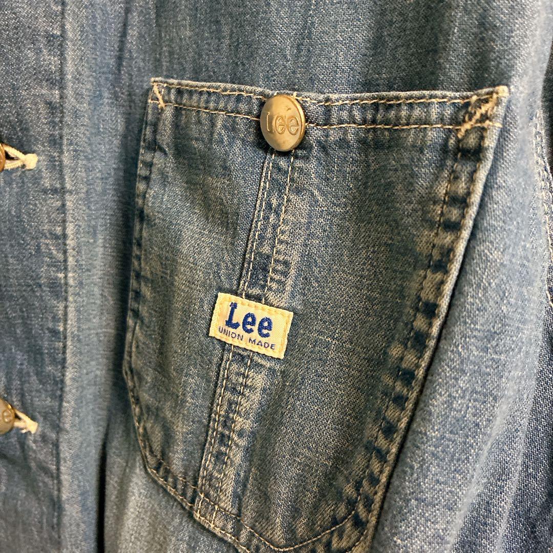 LEE ノーカラー　カバーオール　エンジニアジャケット　ネップシャンブレー