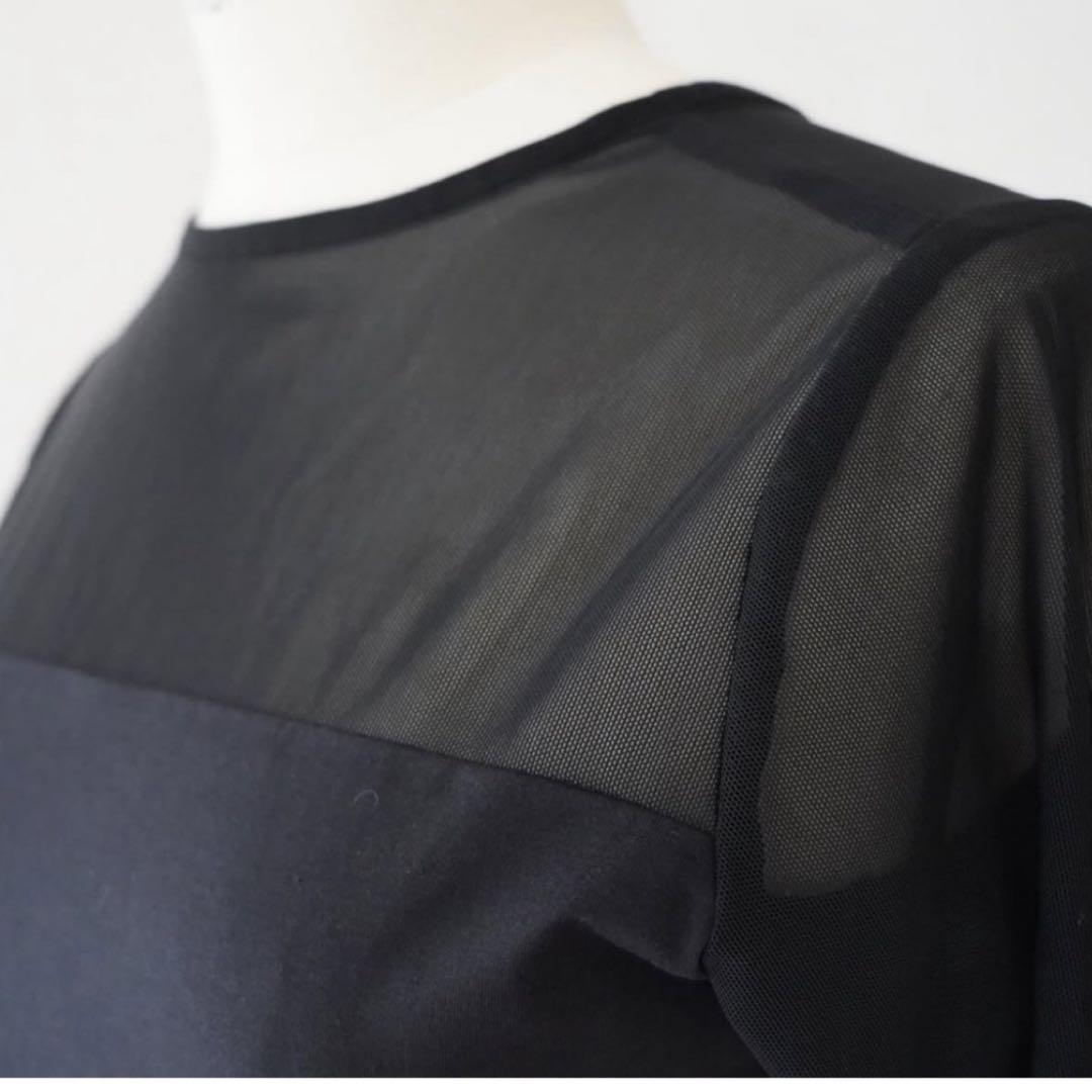 イデアルーチェ　シアーカットソー　ブラック