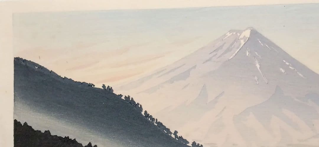 新版画富士三十六景ノ内河口湖の逆さ富士徳力富吉郎画、昭和15頃内田美術書肆出版