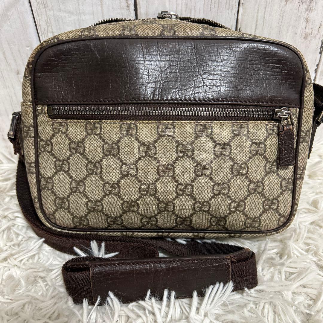 訳あり　GUCCI GGスプリーム　レザー　ショルダーバッグ　ロゴ