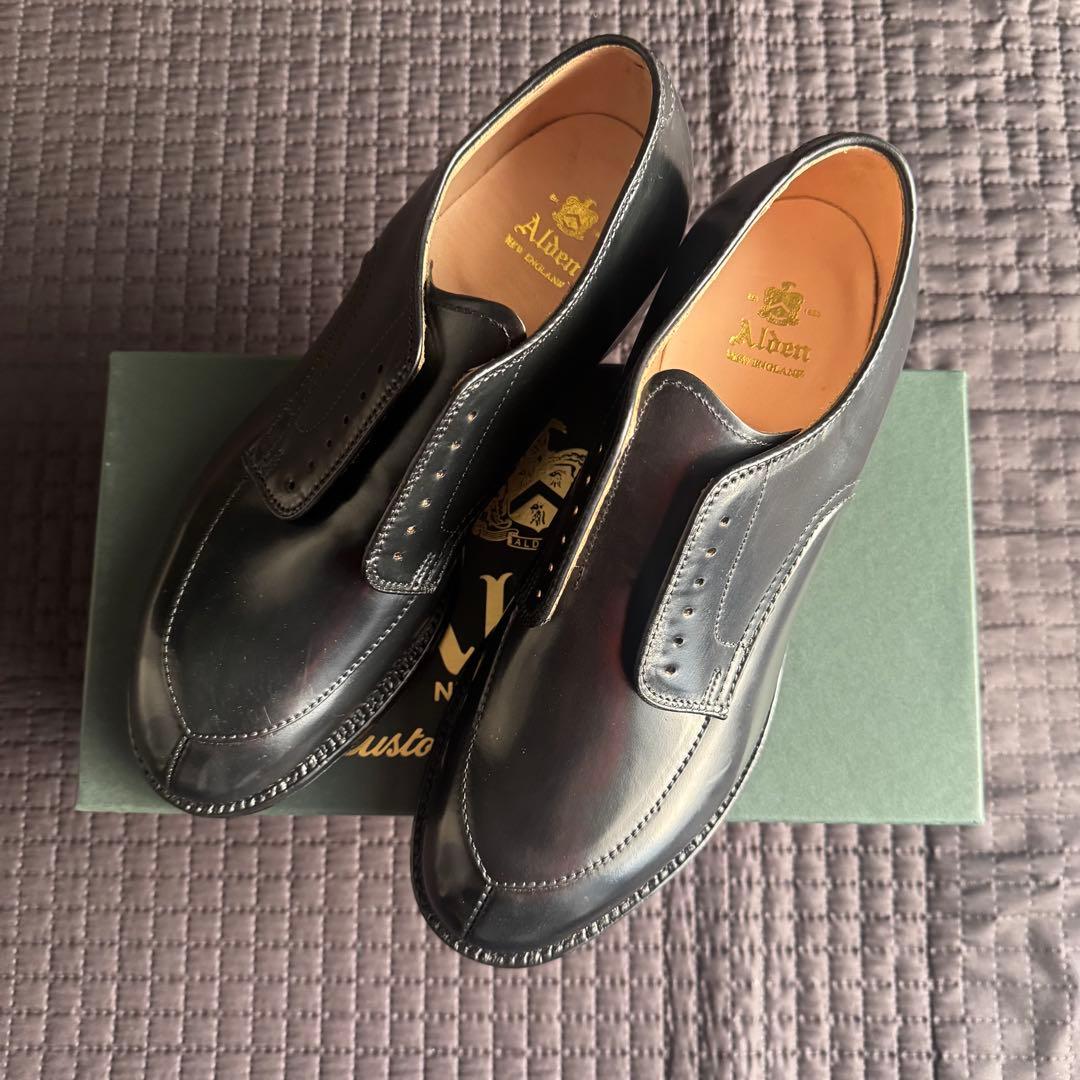 スチール装着済　ALDEN　ブラック　コードバン　7D　箱あり