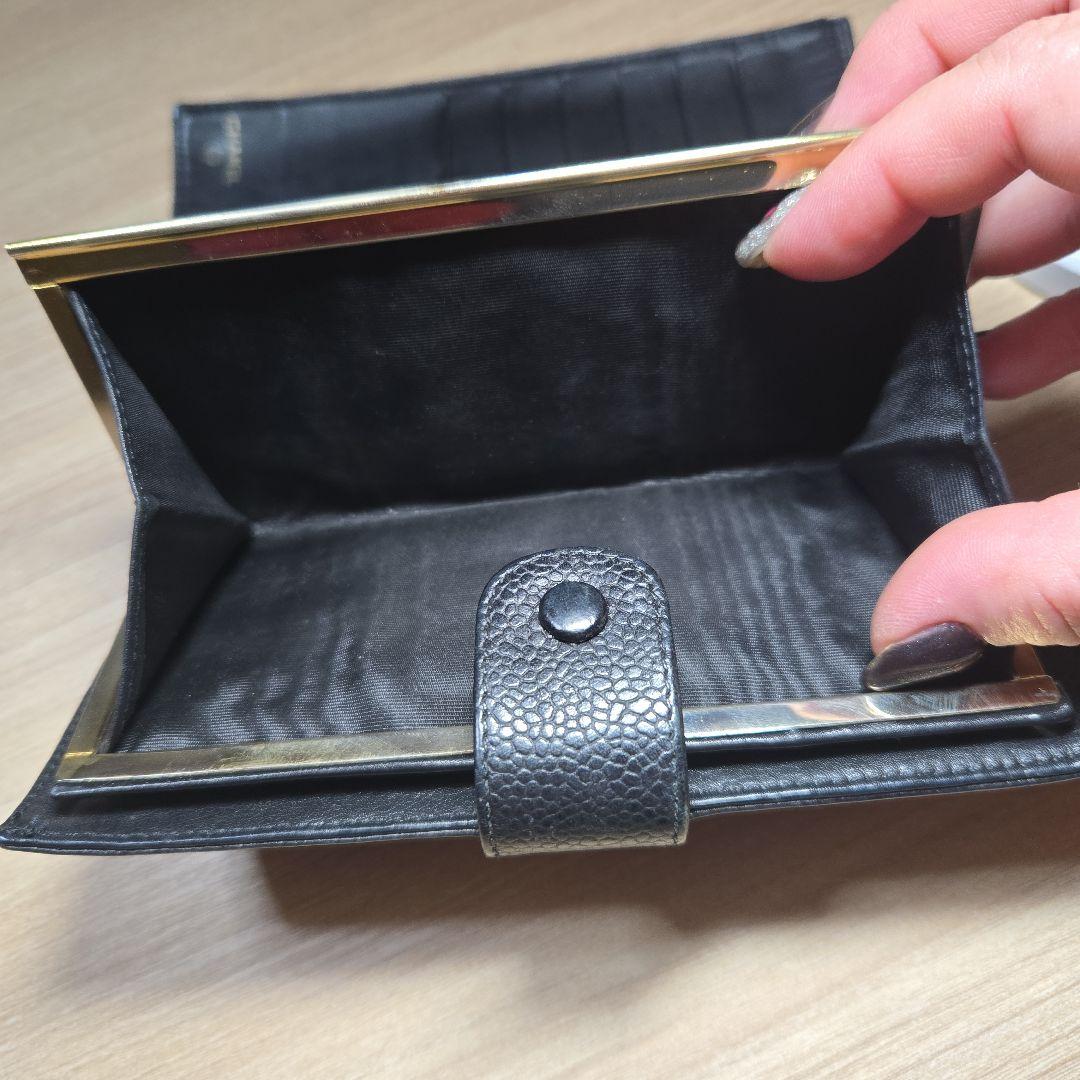 CHANEL ブラックレザー長財布