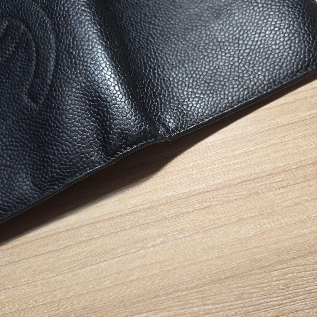 CHANEL ブラックレザー長財布