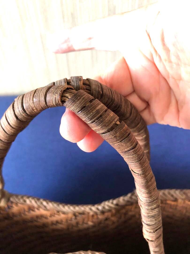 山葡萄 カゴバッグ ハンドバッグ　かご　ヴィンテージ　ダークブラウン　２点セット