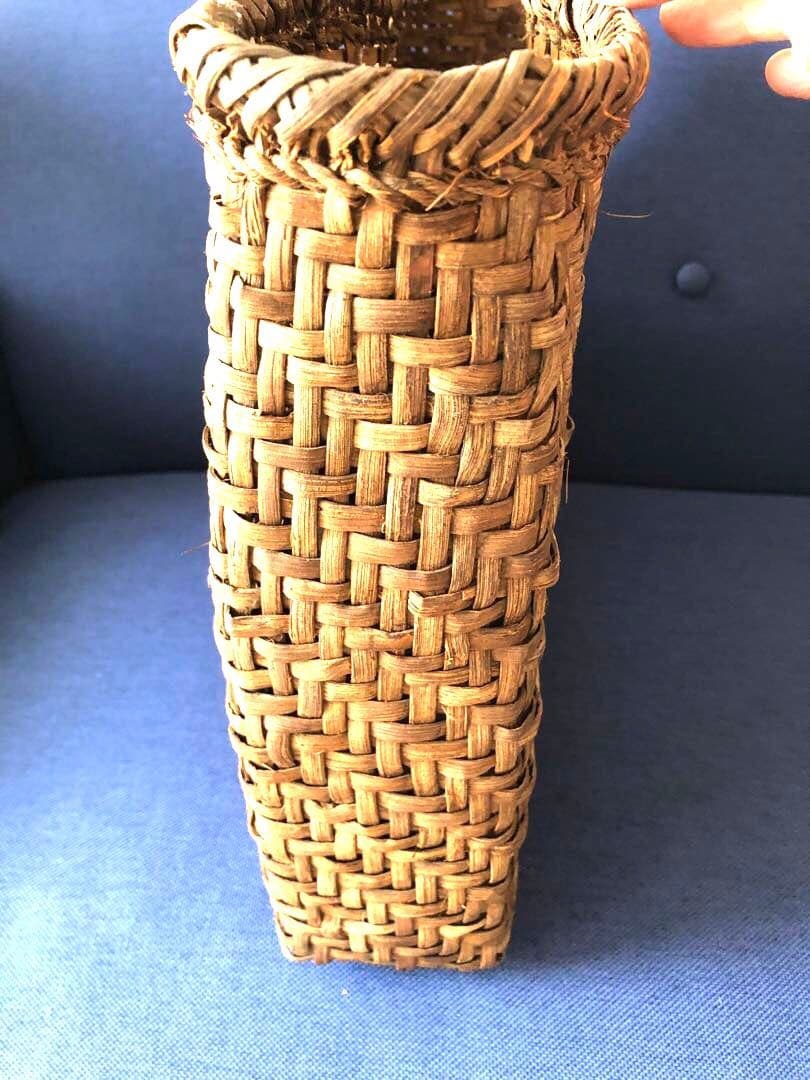 山葡萄 カゴバッグ ハンドバッグ　かご　ヴィンテージ　ダークブラウン　２点セット