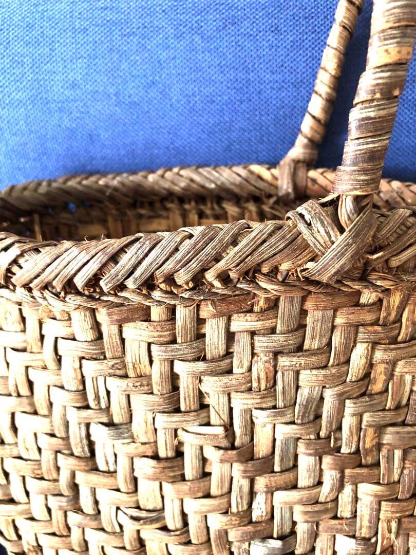 山葡萄 カゴバッグ ハンドバッグ　かご　ヴィンテージ　ダークブラウン　２点セット