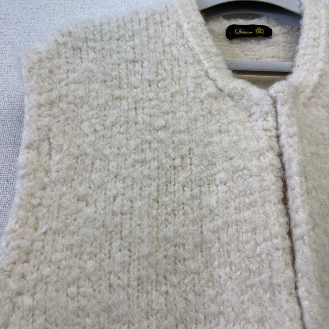 drawerドゥロワー★アルパカ・ウール☆白ジレ・ロングベスト