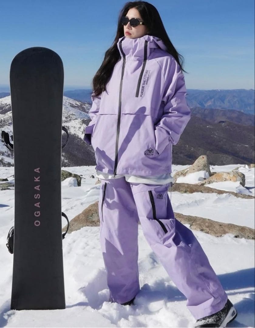 ラベンダー スノーボードウェアセット スキーウェア ウィンタースポーツ2点セット