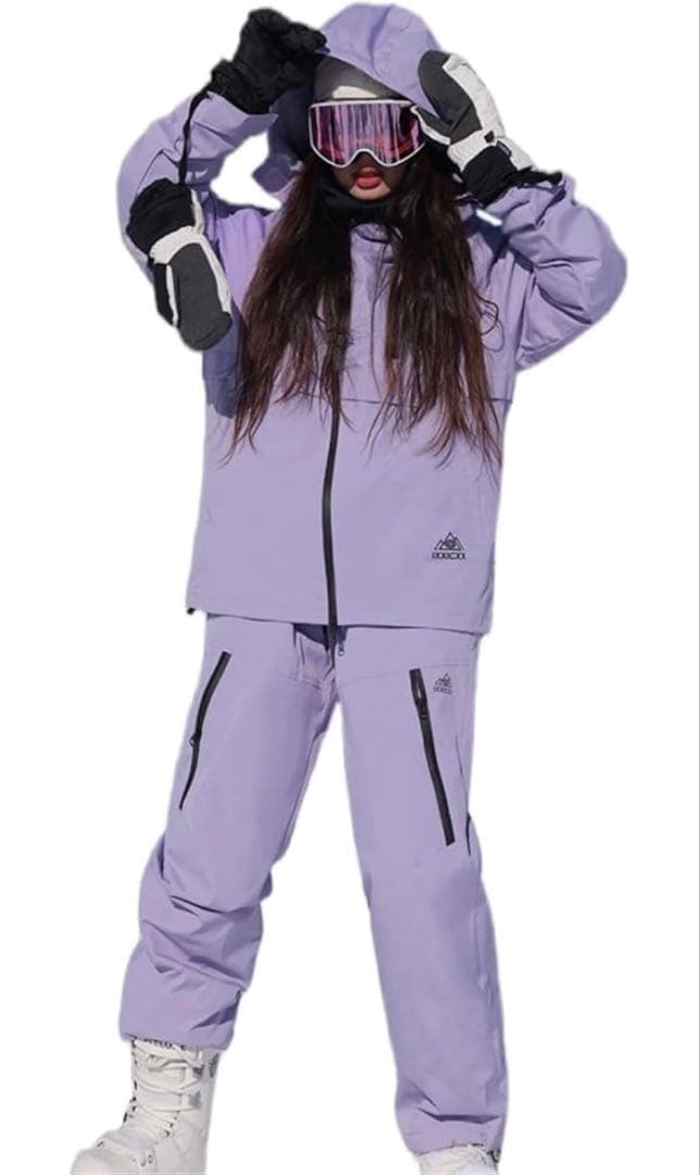 ラベンダー スノーボードウェアセット スキーウェア ウィンタースポーツ2点セット