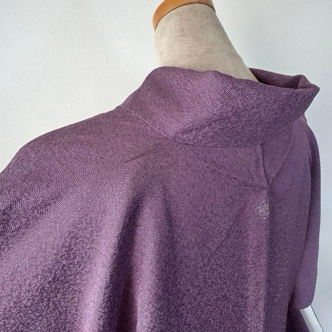 超美品　正絹　小紋　和装　着物　袷　176裄69 トール　一紋　江戸小紋　紫