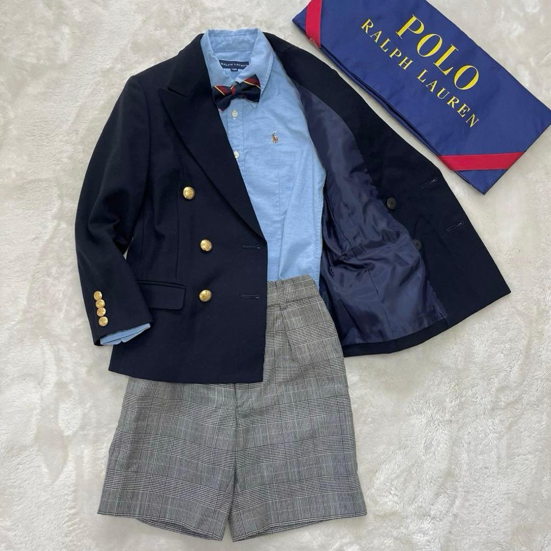 美品✨ラルフローレン130豪華4点フォーマルセットアップスーツ入学式　紺ブレザー