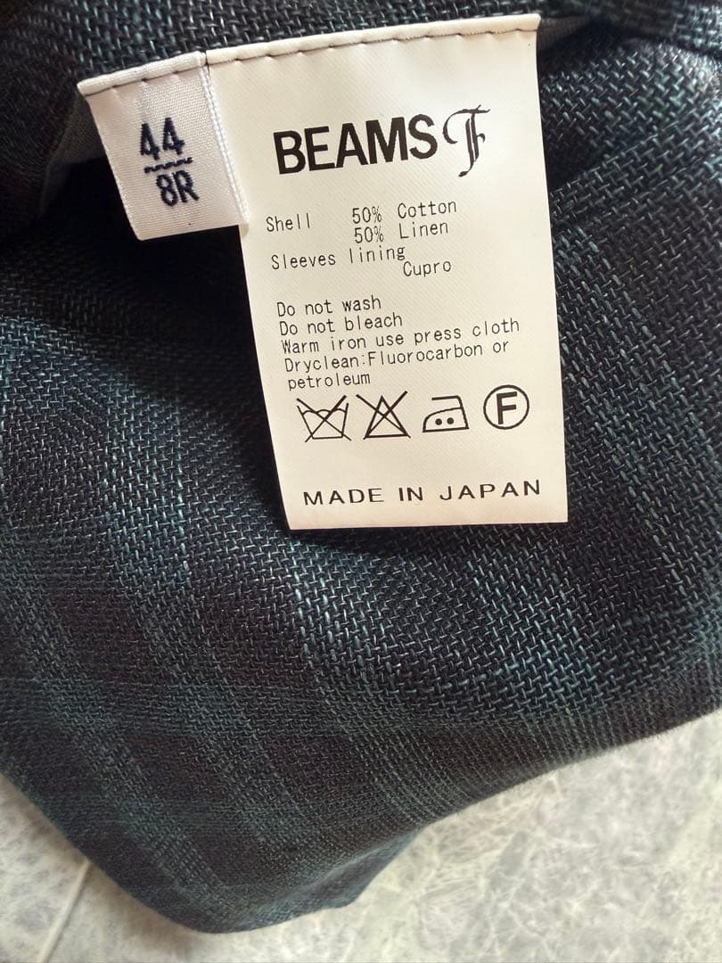 BEAMSF ビームスエフ リネン チェック 総柄 テーラード ジャケット 44