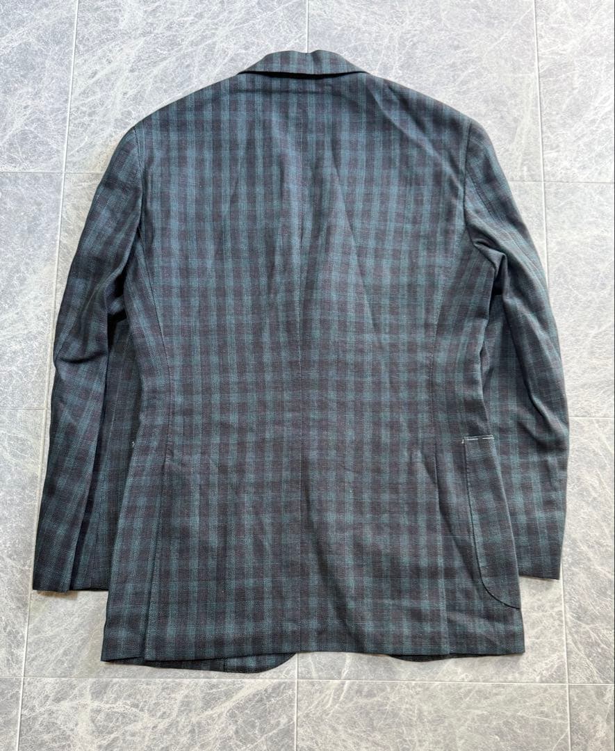 BEAMSF ビームスエフ リネン チェック 総柄 テーラード ジャケット 44