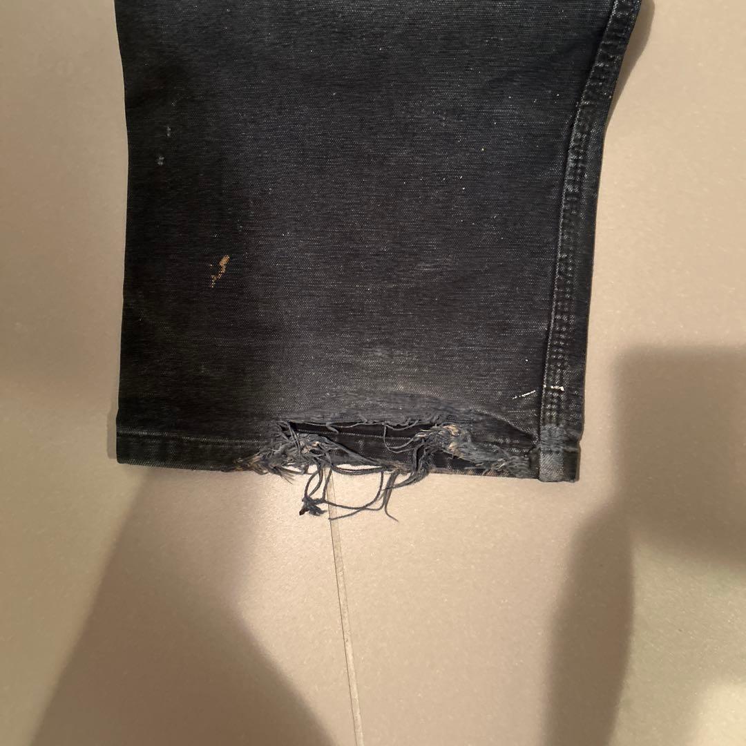 90sCarhartt ダブルニーオーバーオールblack 襤褸