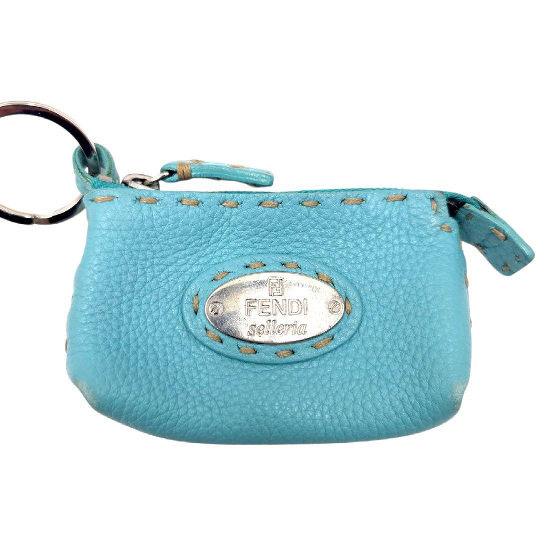希少色 水色●FENDI セレリア ケース 小銭入れ レザー キーリング
