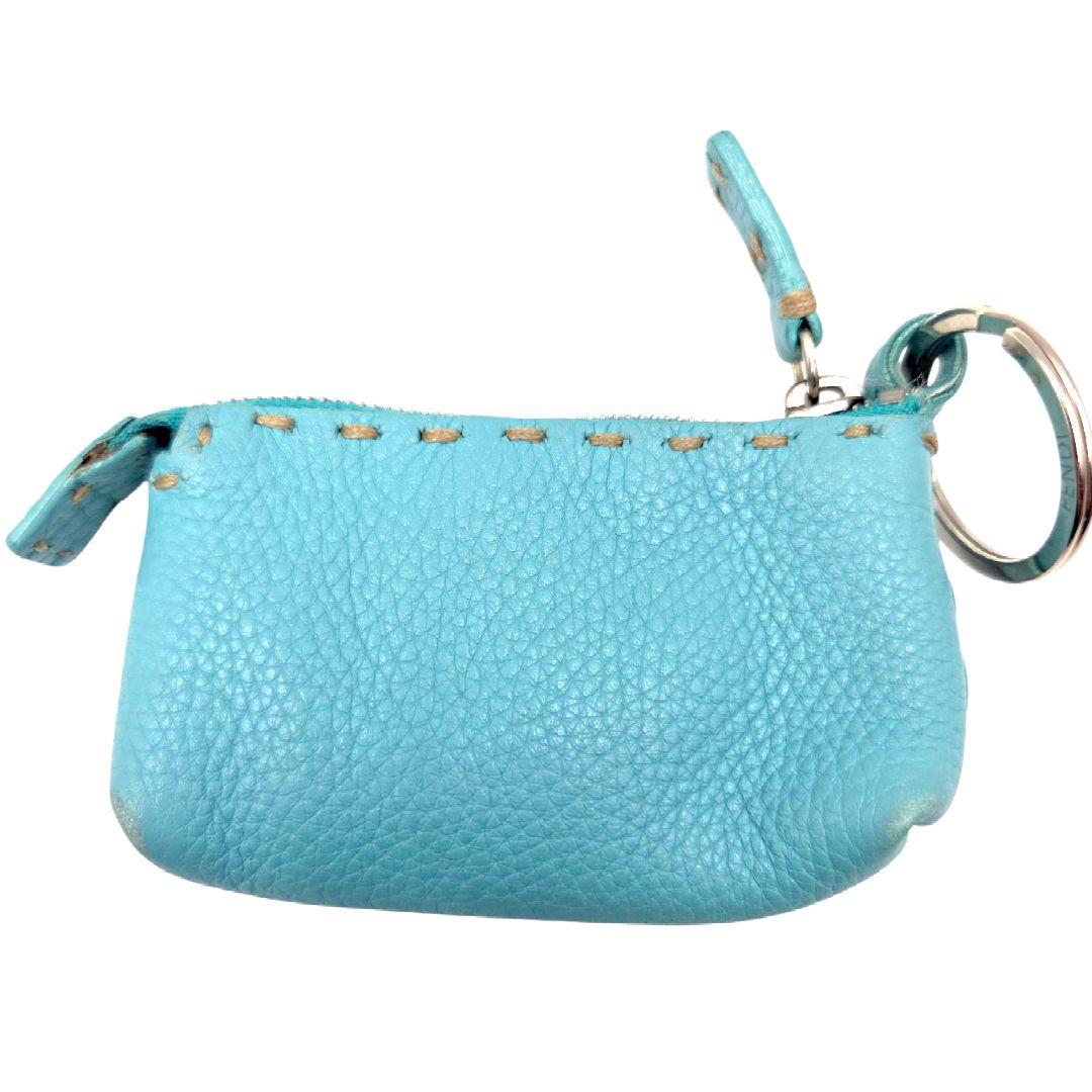 希少色 水色●FENDI セレリア ケース 小銭入れ レザー キーリング