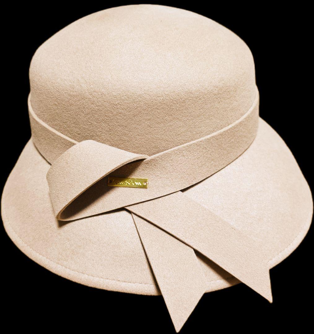 マキシン　リボン付きウールハット　ベージュ