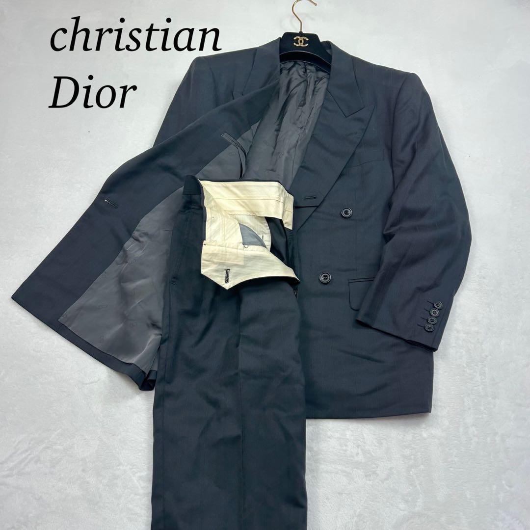 E868 M A4 クリスチャンディオール ストライプ ダブル スーツ メンズ