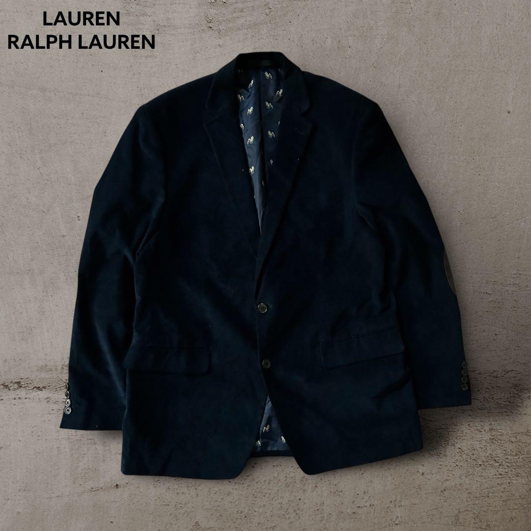 美品LAUREN RALPH LAUREN細畝コーデュロイテーラードジャケット紺