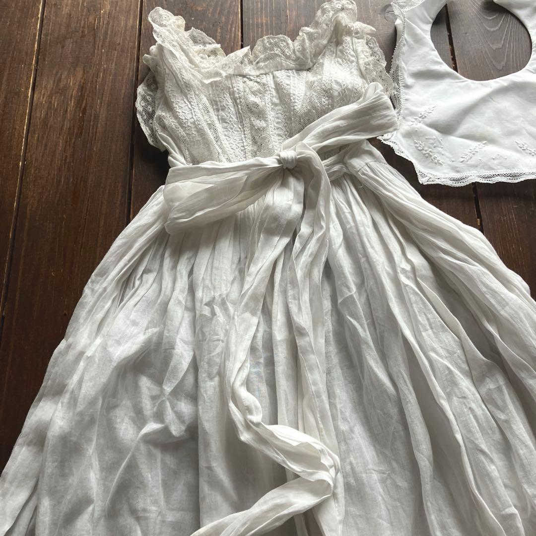 フランスアンティークベビードレス　フレンチスリーブ　洗礼服　おまけ付き