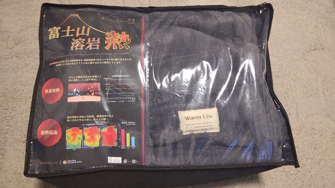 昭和西川　富士山溶岩熱毛布　グレー